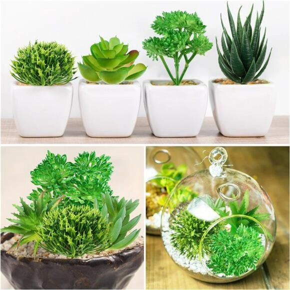 6pcs mini artificial succulent plants bulk fake greenery for diy craft home deco - Picture 7 of 8